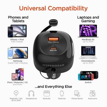 5x Speedboost 3-in-1 Fast Carcharger - Retractable 30W Usb-C Pd